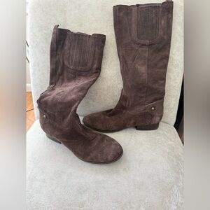 Awesome dark brown genuine tall suede boots